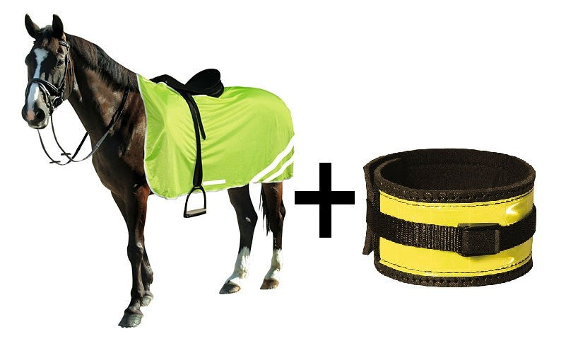 Sicherheitset Pferd, Leuchtgamaschen und Reflex-Sicherheitsdecke 145 cm