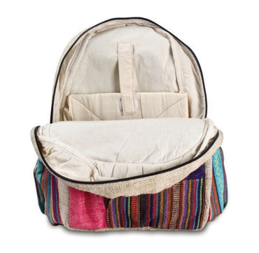 Rucksack aus Hanf, cultbagz Nepal hand made, bagpack multi stripes