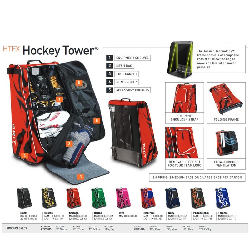 Tasche Grit HTFX Hockey Tower junior Philadelphia schwarz/orange